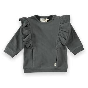 NEW PETIT INDI girl's frill sweatshirt dress in charcoal